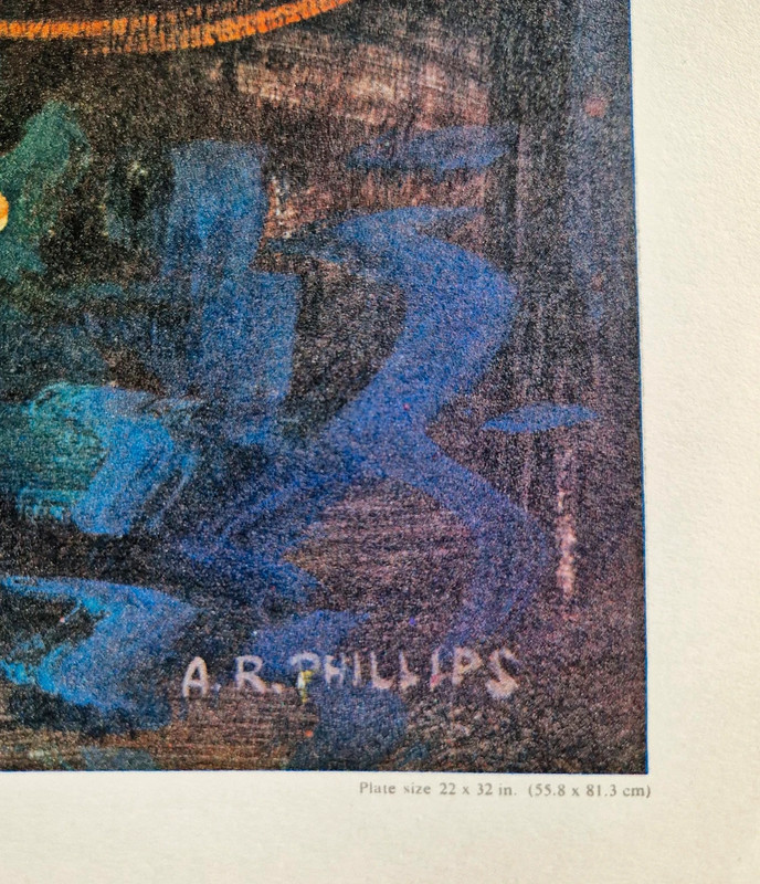 Aubrey R. Philips "Harbour Nocturne" Antique Painting Print (61 cm x 85cm)