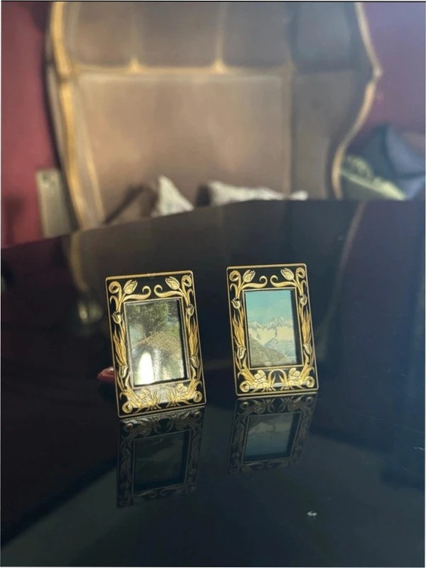 2 Damascene Picture Frames 24k Gold New