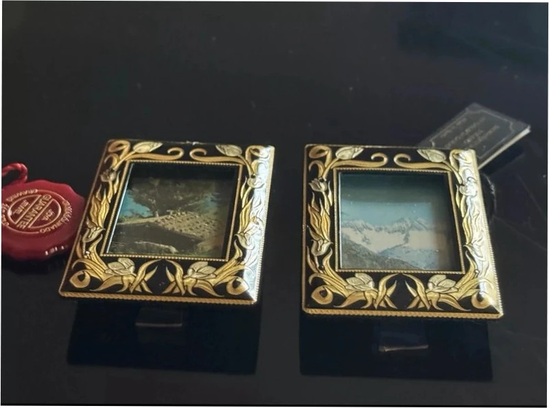 2 Damascene Picture Frames 24k Gold New