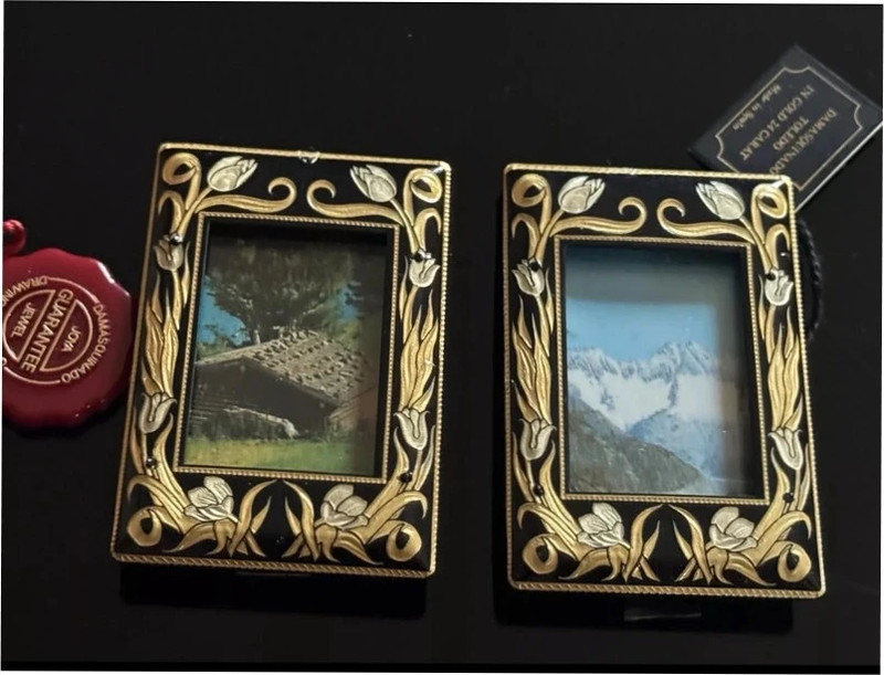 2 Damascene Picture Frames 24k Gold New