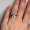 Ring with natural gemstones: sapphire, spinel, citrine, butterfly sterling silver 925, size O.~40