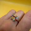Ring with natural gemstones: sapphire, spinel, citrine, butterfly sterling silver 925, size O.~40