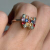 Ring with natural gemstones: sapphire, spinel, citrine, butterfly sterling silver 925, size O.~40