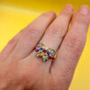 Ring with natural gemstones: sapphire, spinel, citrine, butterfly sterling silver 925, size O.~40