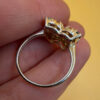 Ring with natural gemstones: sapphire, spinel, citrine, butterfly sterling silver 925, size O.~40