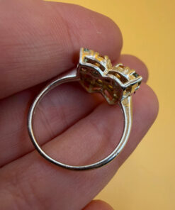 Ring with natural gemstones: sapphire, spinel, citrine, butterfly sterling silver 925, size O