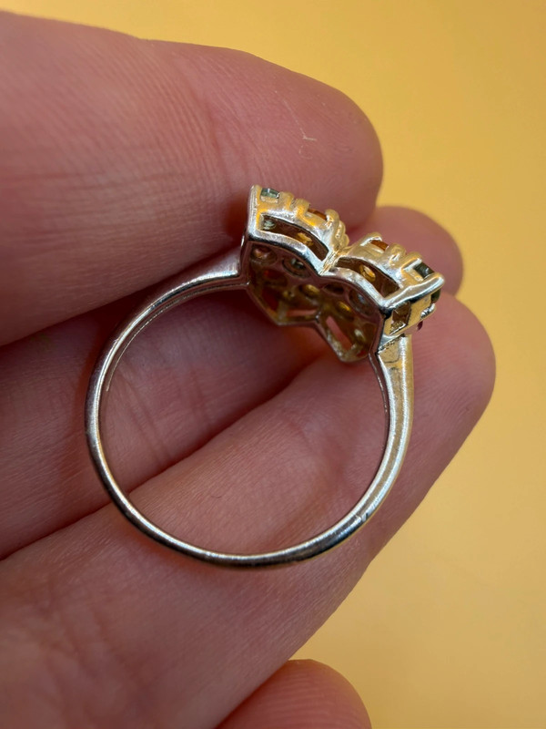 Ring with natural gemstones: sapphire, spinel, citrine, butterfly sterling silver 925, size O.~40