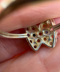 Ring with natural gemstones: sapphire, spinel, citrine, butterfly sterling silver 925, size O