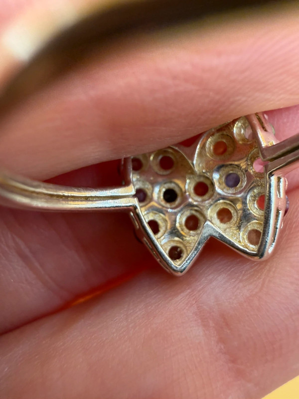 Ring with natural gemstones: sapphire, spinel, citrine, butterfly sterling silver 925, size O.~40