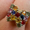 Ring with natural gemstones: sapphire, spinel, citrine, butterfly sterling silver 925, size O.~40