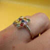 Ring with natural gemstones: sapphire, spinel, citrine, butterfly sterling silver 925, size O.~40