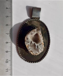 Pendant with Brazilian agate. Nickel silver with blackening. Vintage.