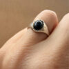Vintage silver black onyx ring, size K 1/2.