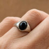 Vintage silver black onyx ring, size K 1/2.