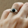 Vintage silver black onyx ring, size K 1/2.