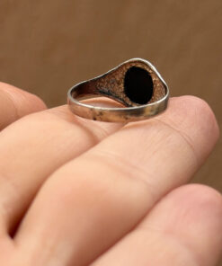 Vintage silver black onyx ring, size K 1/2