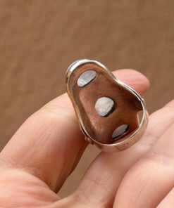 Vintage Sterling Silver 925 tested Three Moonstones Oval Finger Ring Size L