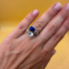 Stunning 925 sterling silver adjustable ring with natural topaz and lapis lazuli, UK size N.