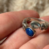 Stunning 925 sterling silver adjustable ring with natural topaz and lapis lazuli, UK size N.