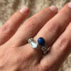 Stunning 925 sterling silver adjustable ring with natural topaz and lapis lazuli, UK size N.