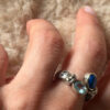 Stunning 925 sterling silver adjustable ring with natural topaz and lapis lazuli, UK size N.