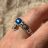 Stunning 925 sterling silver adjustable ring with natural topaz and lapis lazuli, UK size N.