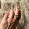 Stunning 925 sterling silver adjustable ring with natural topaz and lapis lazuli, UK size N.