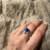 Stunning 925 sterling silver adjustable ring with natural topaz and lapis lazuli, UK size N.