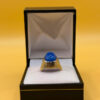 Vintage unisex sterling silver ring polished oval blue Aqeeq agate Uk size L