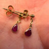 375 gold ( 9 k) JAH hallmark earrings with natural ruby~108