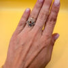 Vintage sterling silver ring with amber Uk size L~108