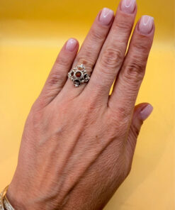 Vintage sterling silver ring with amber  Uk size L~108