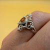 Vintage sterling silver ring with amber Uk size L~108