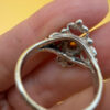 Vintage sterling silver ring with amber Uk size L~108