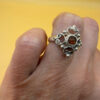 Vintage sterling silver ring with amber Uk size L~108