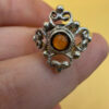 Vintage sterling silver ring with amber Uk size L~108
