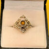 Vintage sterling silver ring with amber Uk size L~108
