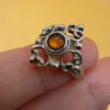 Vintage sterling silver ring with amber Uk size L~108