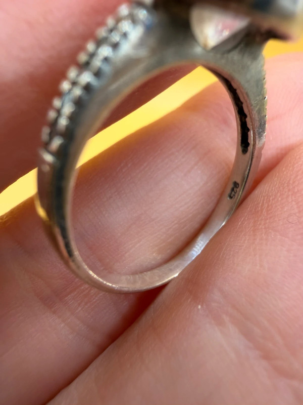 Sterling silver 925 ring with Czech glass, size M~108