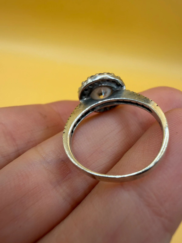 Sterling silver 925 ring with Czech glass, size M~108