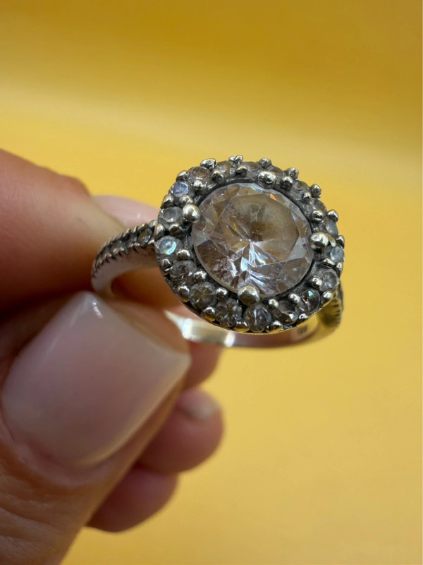 Sterling silver 925 ring with Czech glass, size M~108