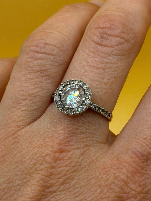 Sterling silver 925 ring with Czech glass, size M~108