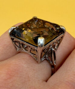 A stunning smoky topaz ring in sterling silver, size M½.
