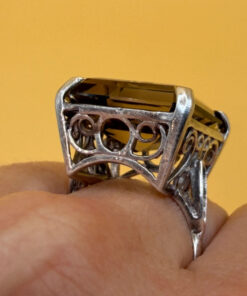 A stunning smoky topaz ring in sterling silver, size M½