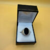 Men Unisex silver ring featuring a natural onyx, size W