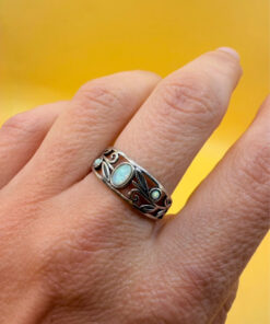 Vintage Sterling Silver Fire Opal Filigree Ring Size P~48