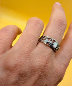 Vintage Sterling Silver Fire Opal Filigree Ring Size P