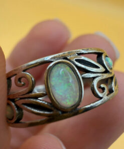 Vintage Sterling Silver Fire Opal Filigree Ring Size P