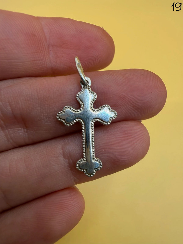 Vintage silver religious protective cross ~19