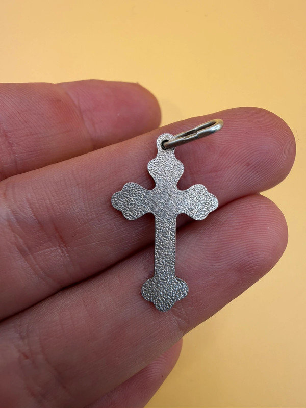 Vintage silver religious protective cross ~19
